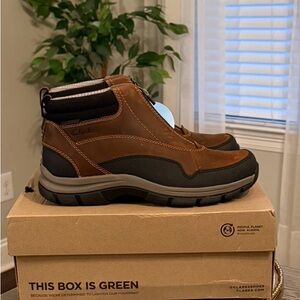 Clarks Men's Walpath Zip Shoes Boots | Dark Tan Leather | Sz. 8M ~ NWB